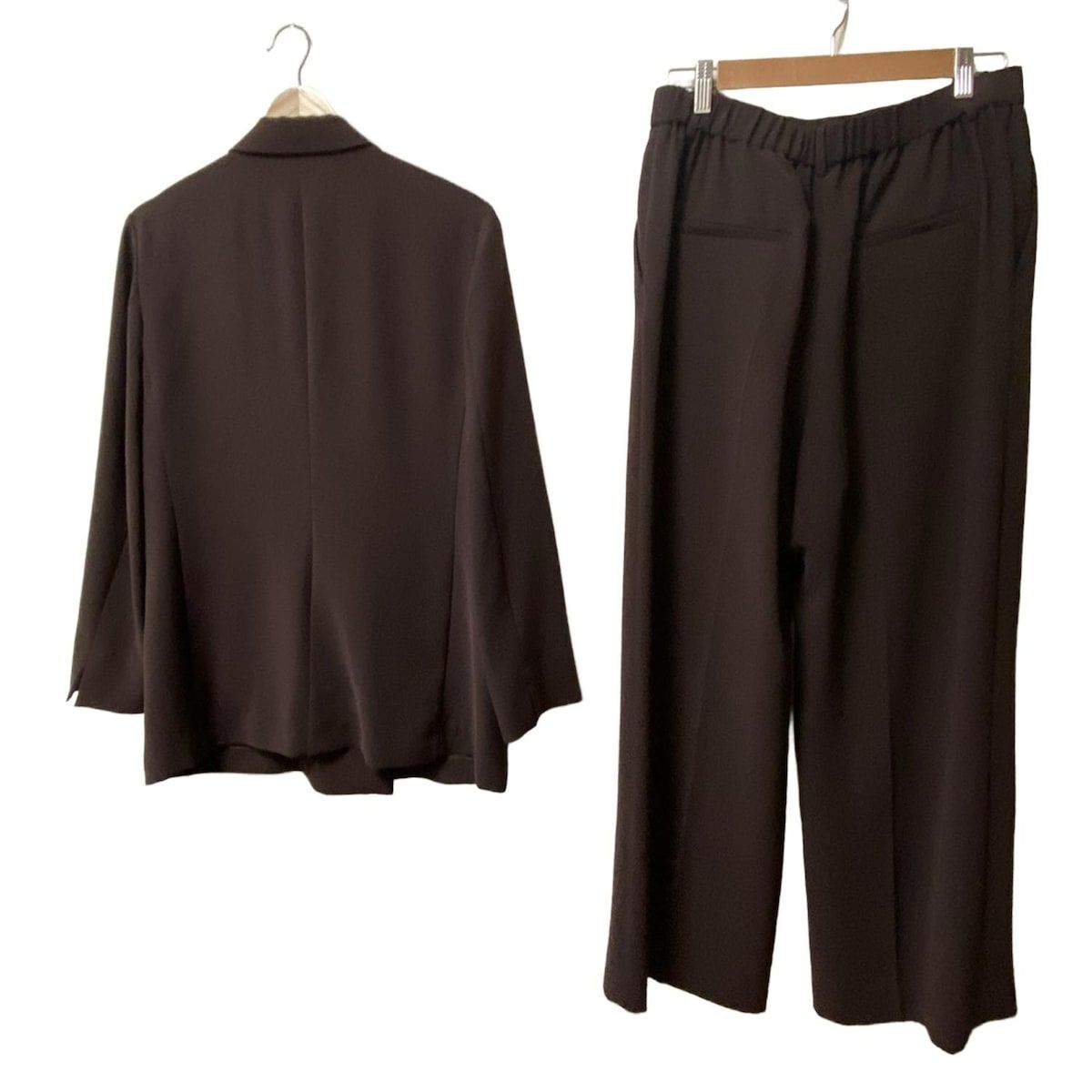 INDIVI インディビ レディースパンツスーツ レディース ダークブラウン ダブル ウエストゴム