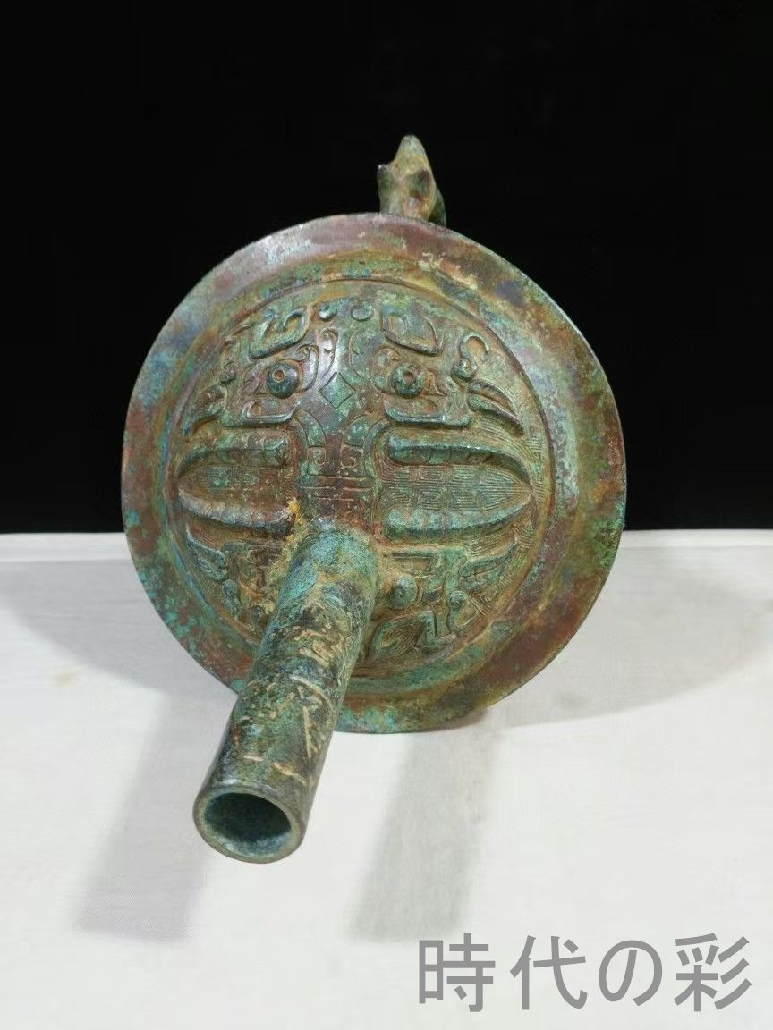 中国古美術【饕餮文袋足和】青銅器 礼器 盛水調酒器 古美術 骨董 銅器