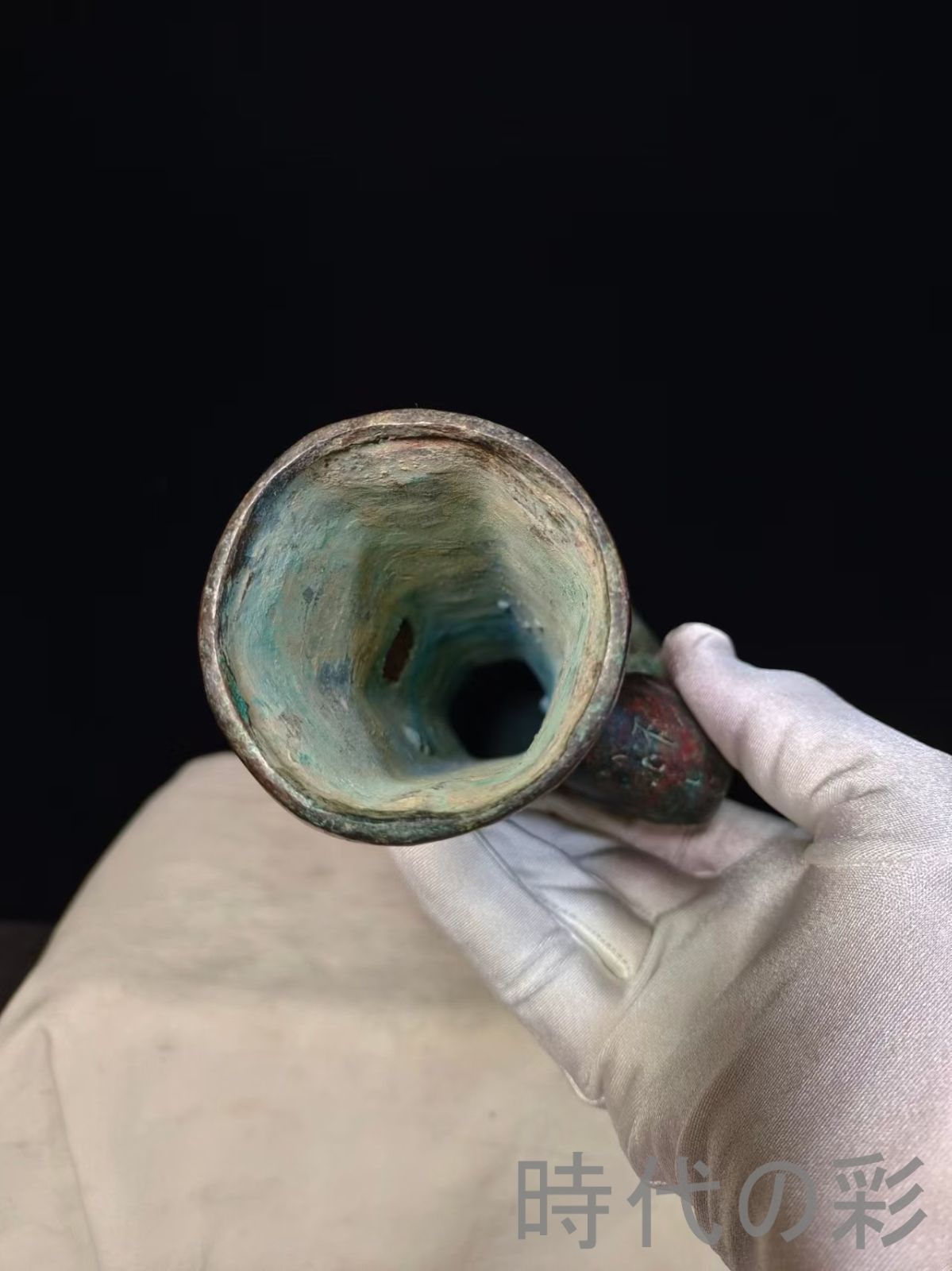 中国古美術【象耳六角銘文壺】周青銅器 盛酒器 礼器 古美術 骨董