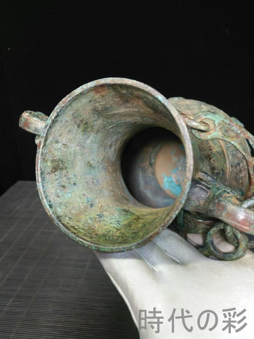 中国古美術【?龍耳提鏈壺】戦国青銅器 銘文 礼器 盛酒器 古美術 骨董