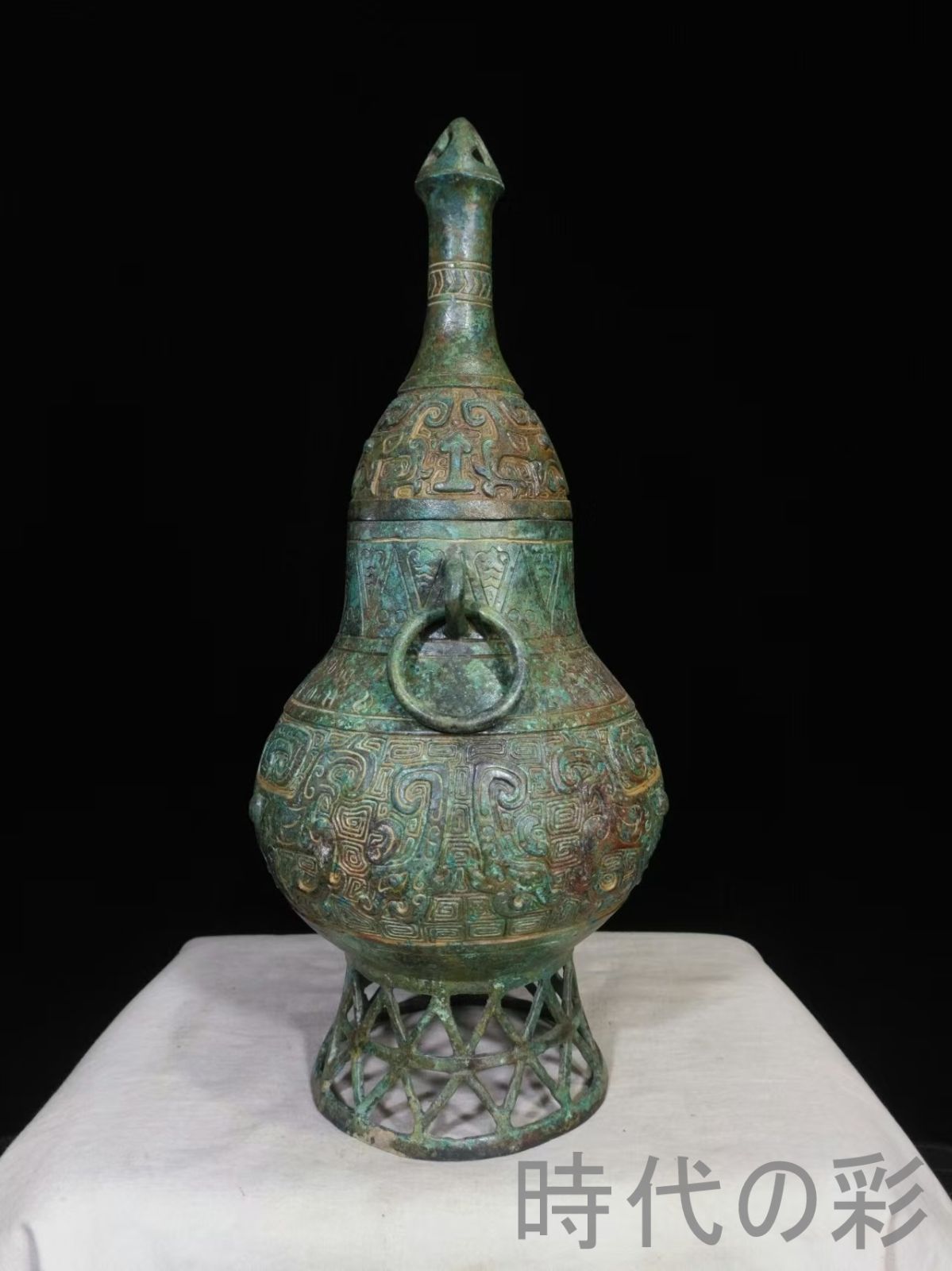 中国古美術【饕餮文壺】商周青銅器 盛酒器 礼器 古美術 骨董