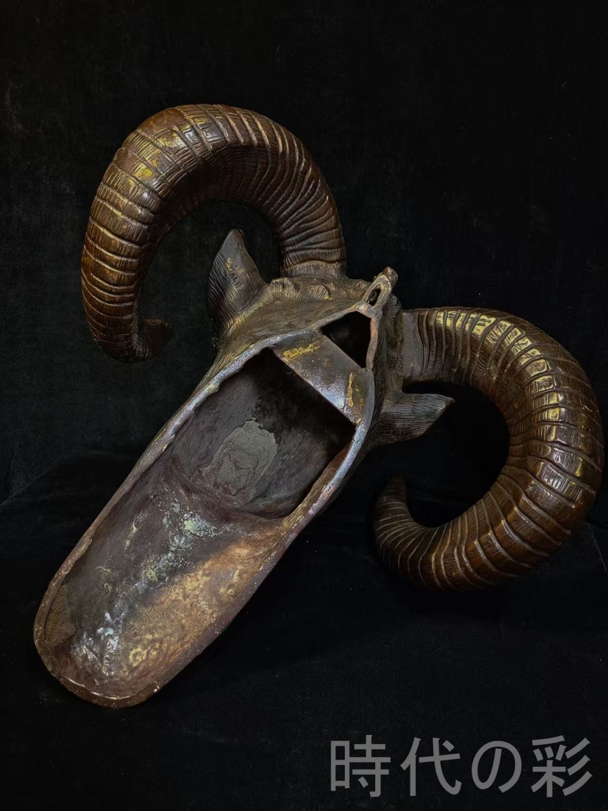 中国古美術【羊型如意】純銅 風水宝物 吉祥装飾 財運向上 銅器 古美術