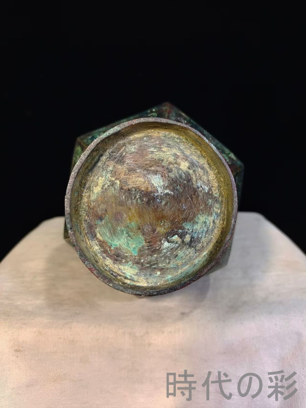 中国古美術【象耳六角銘文壺】周青銅器 盛酒器 礼器 古美術 骨董