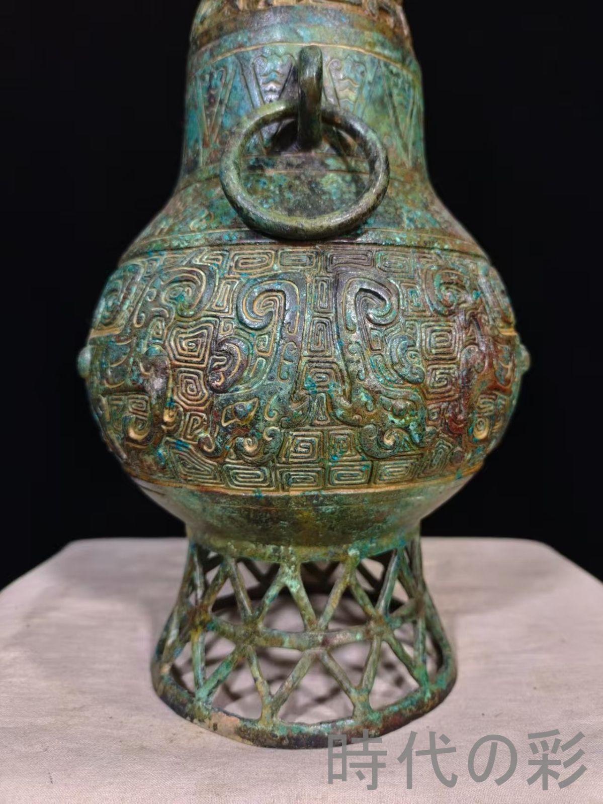 中国古美術 青銅器 長頸壺 酒器 饕餮文 唐物 骨董 彫刻工芸 禮器 風水鎮宅 中国古美術【饕餮文袋足和】青銅器 礼器 酒器 銅器 祭祀 酒具 純銅製