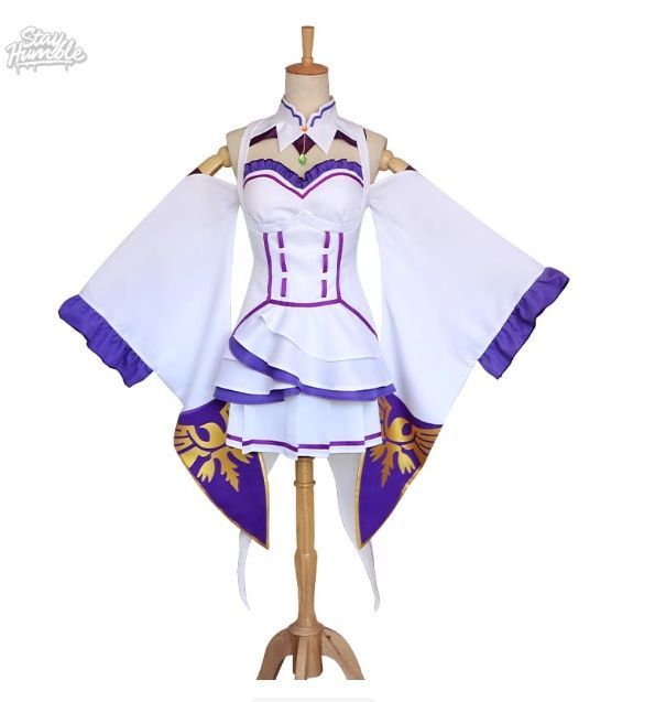 Re ゼロから始める異世界生活 エミリア コスプレ 衣装 フルセット ウィッグ付き