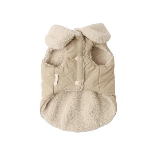 旅行 お出かけ おしゃれ かわいい 人気 S|ベージュ 小型犬 ブランド ドッグウェア 服 トイプードル 犬 リバーシブルキルティングボアベスト チワワ モンシェリ moncheri