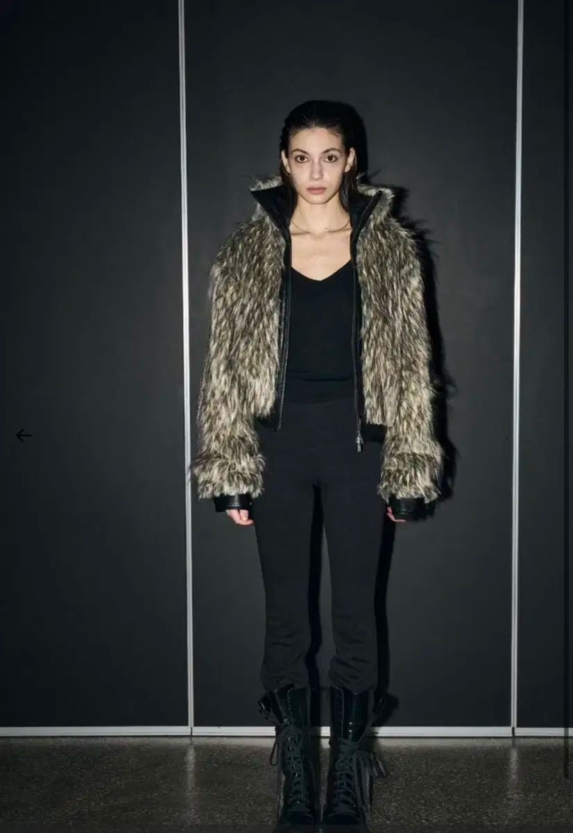 BOHEMSEO ボヘミアンソウル HIGH NECK 2-WAY FUR JACKET ブラウン