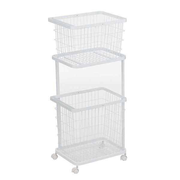 未開封品 山崎実業 ランドリーワゴン+バスケット タワー ホワイト LD-TW E SET WH