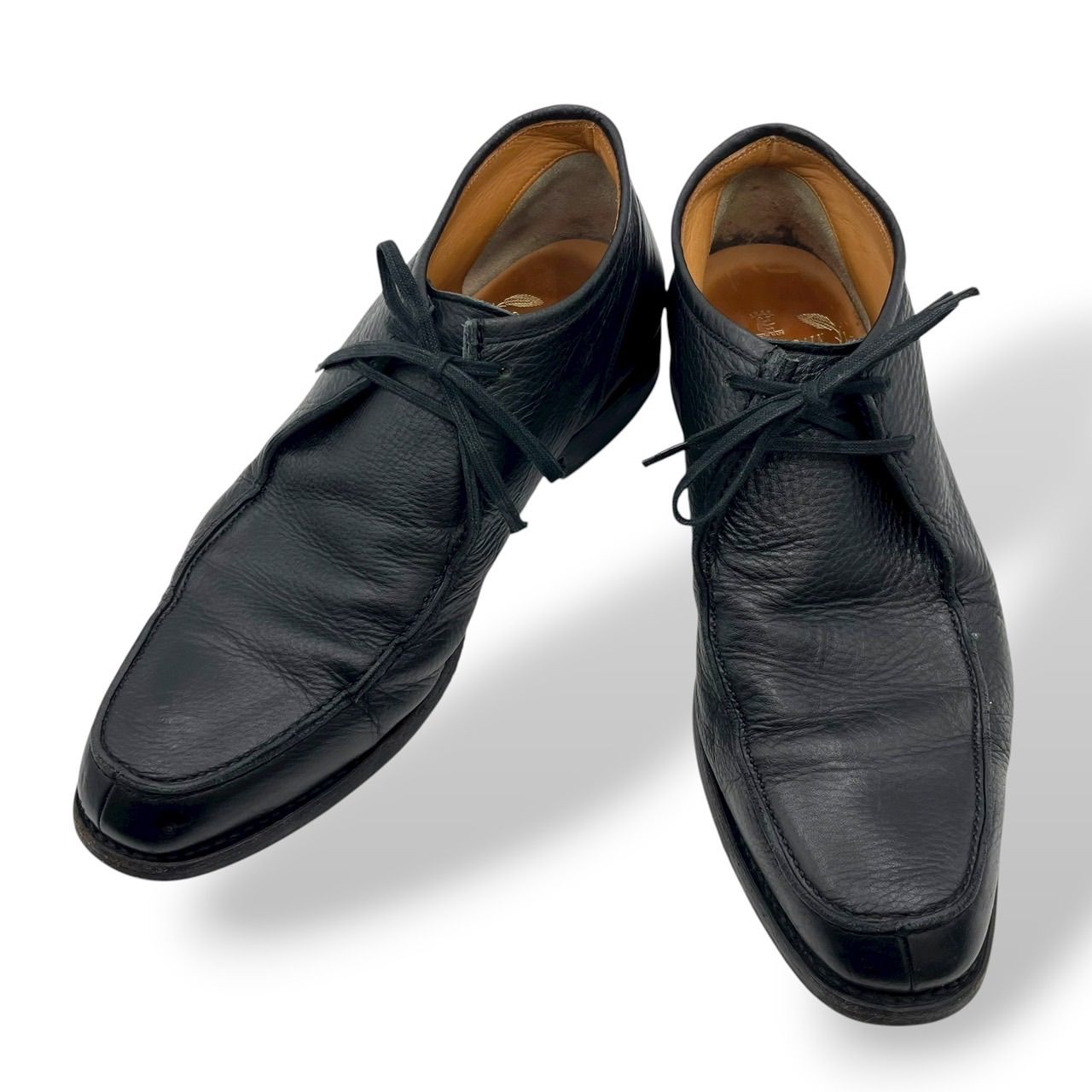 スコッチグレイン チャッカブーツ レザーシューズ ビジネスシューズ 本革 シボ 黒 ブラック