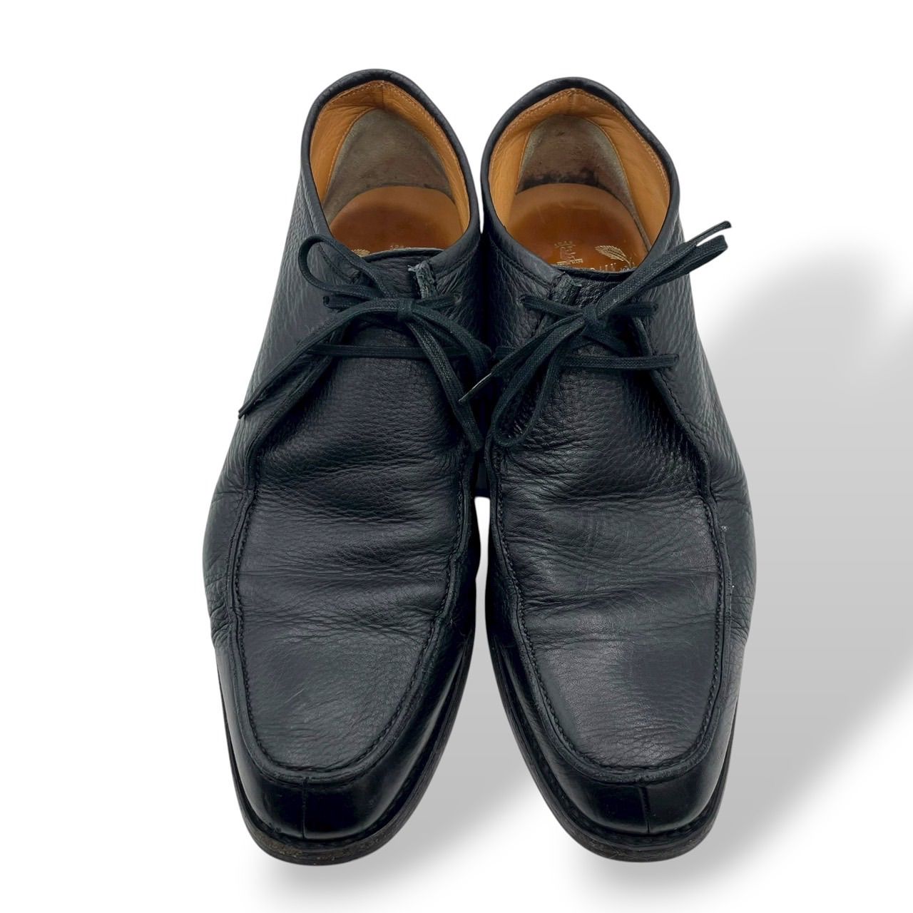 スコッチグレイン チャッカブーツ レザーシューズ ビジネスシューズ 本革 シボ 黒 ブラック