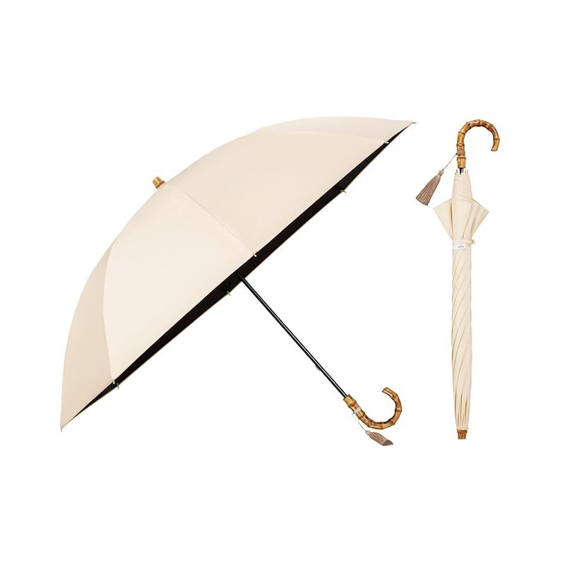 迅速発送 Wpc. 最強の日傘 UVO ウーボ 長傘 60cm 無地タッセル ベージュ 遮光率&UVカット率 |UPF50+|遮熱|晴雨兼用 親骨60cm 大きい レディース 女性 バンブー 持ち手 おしゃれ 可愛い 丈夫 UVO60S-27