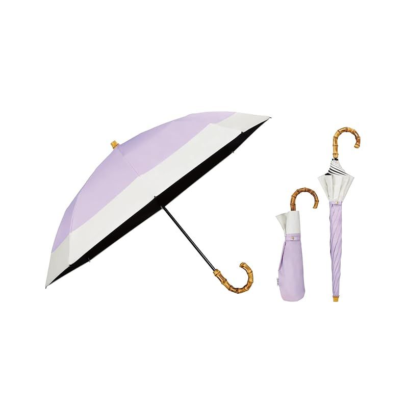 迅速発送 Wpc. 最強の日傘 UVO ウーボ 折りたたみ傘 2段 切り継ぎ ラベンダー×オフ 遮光率＆UVカット率 |UPF50＋|遮熱|晴雨兼用 50cm レディース 長傘としても使える 2way バンブー おしゃれ UVO2F-011 0