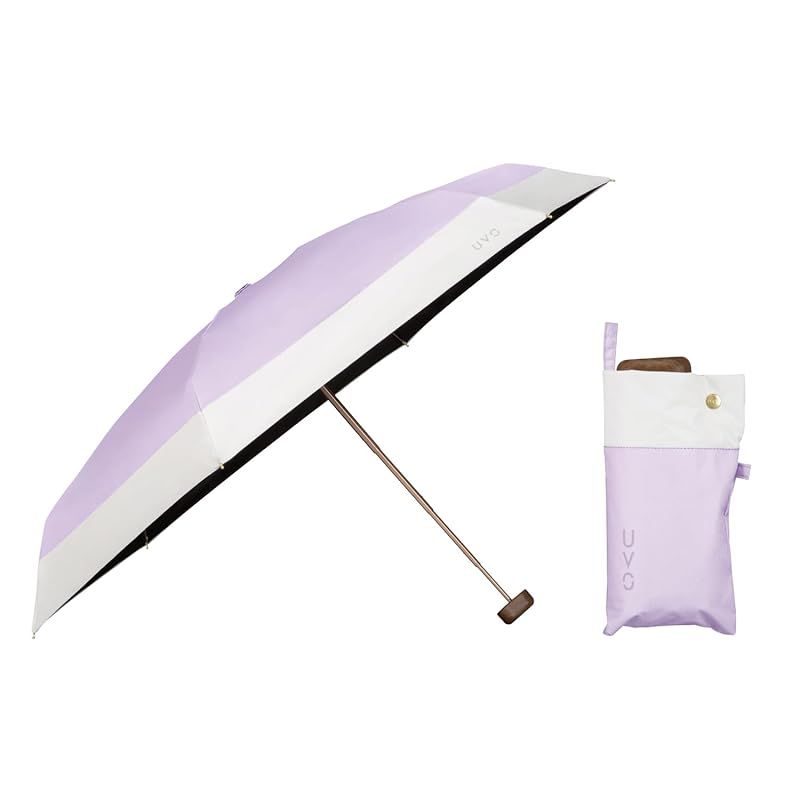 迅速発送 Wpc. 最強の日傘 UVO ウーボ 折りたたみ傘 5段 切り継ぎ ラベンダー×オフ 遮光率＆UVカット率 |UPF50＋|遮熱|晴雨兼用 コンパクト 53cm レディース おしゃれ 可愛い カジュアル 女性 UVO5F-025 0