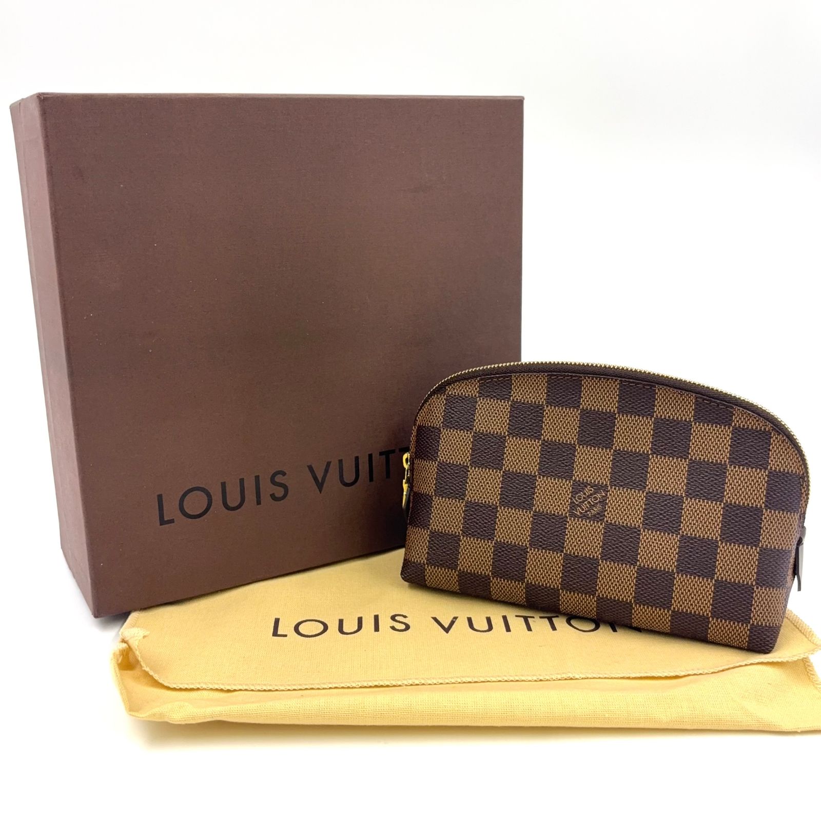 LOUIS VUITTON ポシェット コスメティック ダミエエベヌ ダミエエベヌ PVC ブラウン コスメポーチ ゴールド N47516 DECORATOM_COM_BR