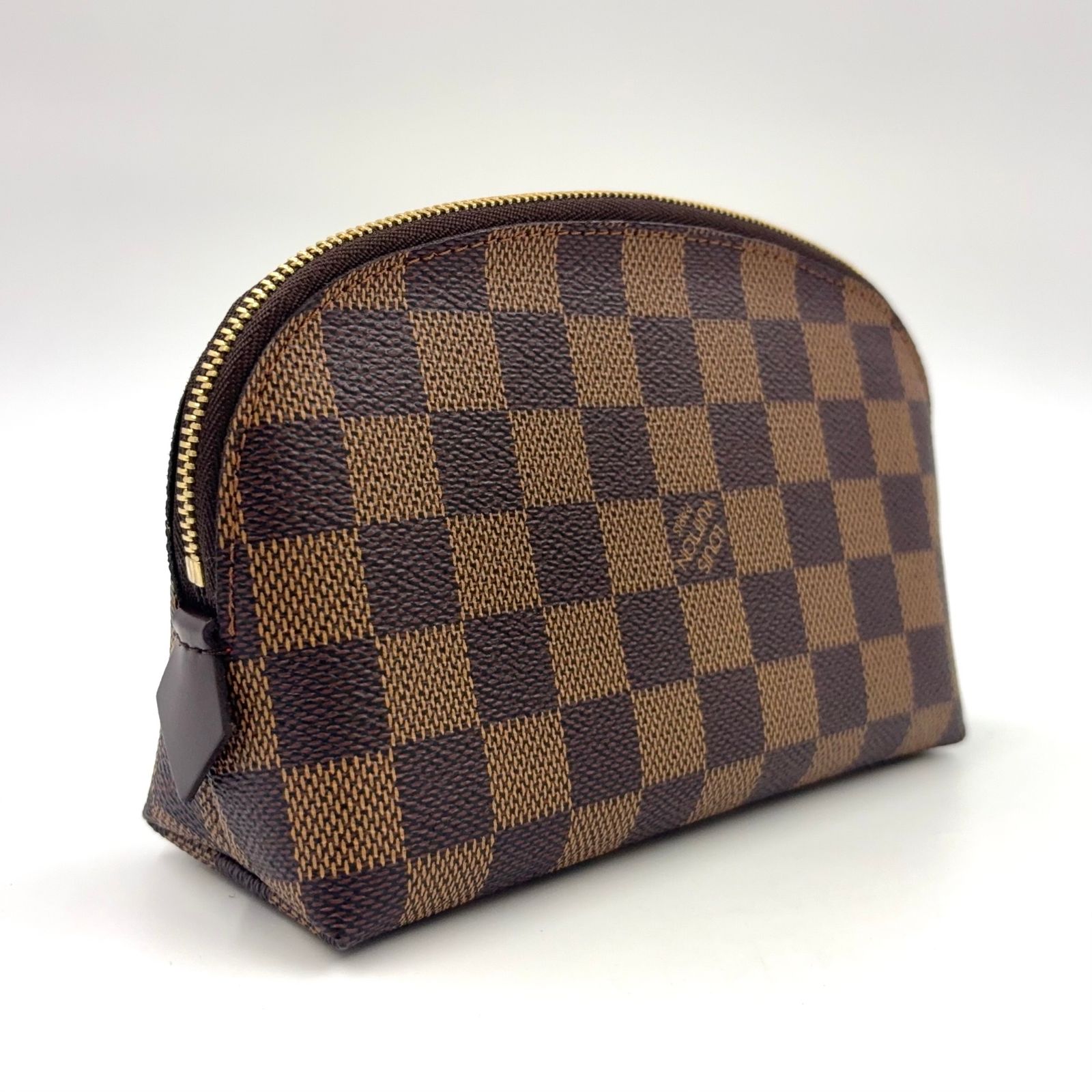 LOUIS VUITTON ポシェット コスメティック ダミエエベヌ ダミエエベヌ PVC ブラウン コスメポーチ ゴールド N47516