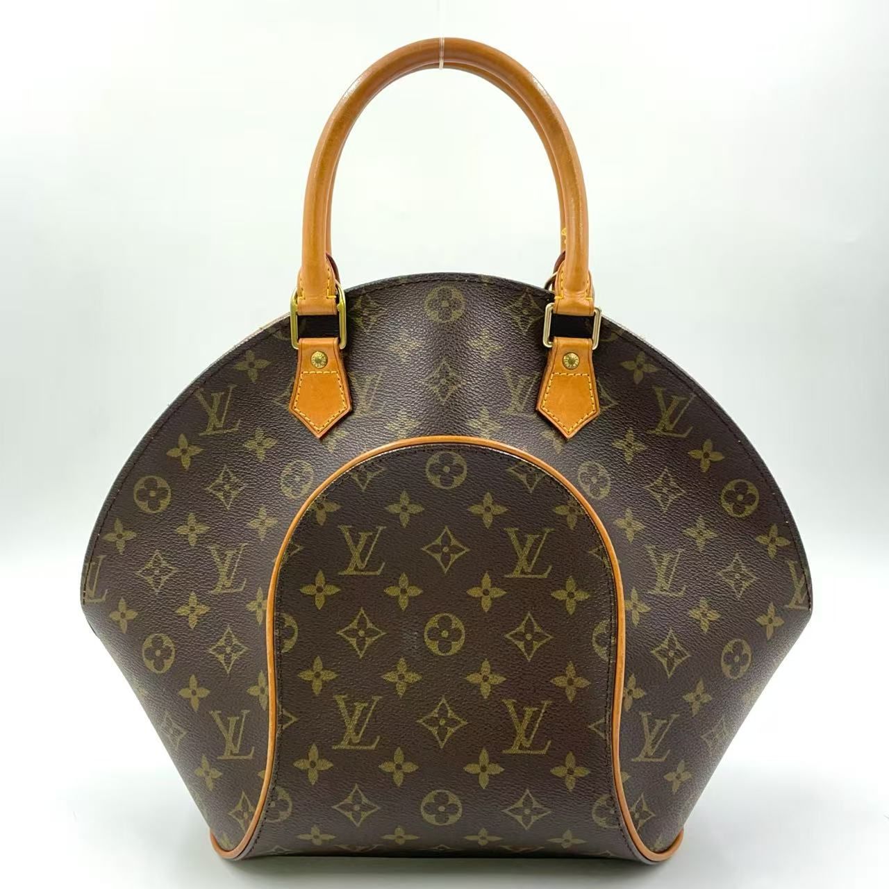 LOUIS VUITTON エリプスMM モノグラム モノグラム レザー×PVC ブラウン ハンドバッグ ゴールド M51126