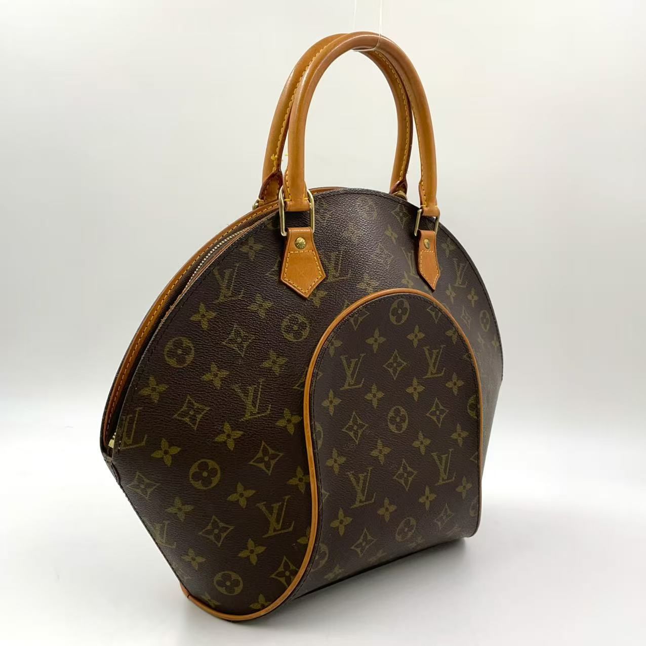 LOUIS VUITTON エリプスMM モノグラム モノグラム レザー×PVC ブラウン ハンドバッグ ゴールド M51126