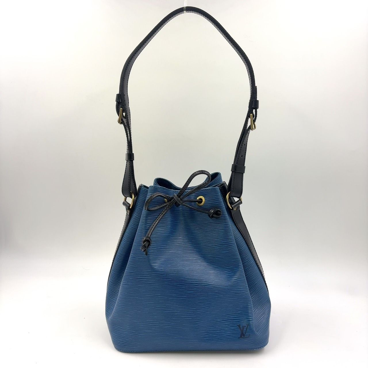 LOUIS VUITTON プチノエ エピ エピ トレドブルー ノワール レザー ブラック×ブルー ショルダーバッグ ゴールド M44152