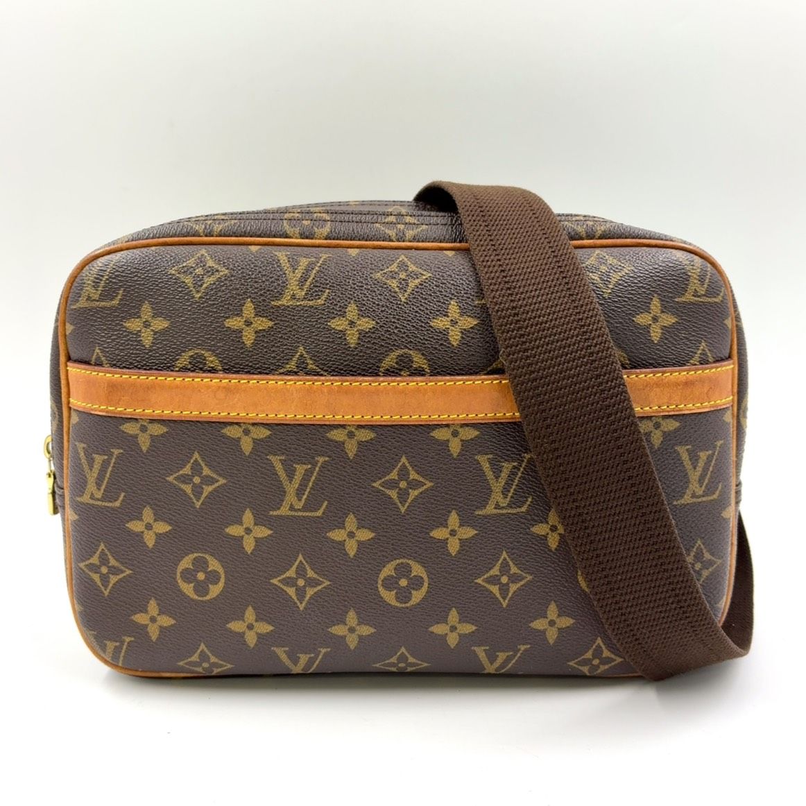 LOUIS VUITTON リポーターPM モノグラム モノグラム レザー×PVC ブラウン ショルダーバッグ ゴールド M45254