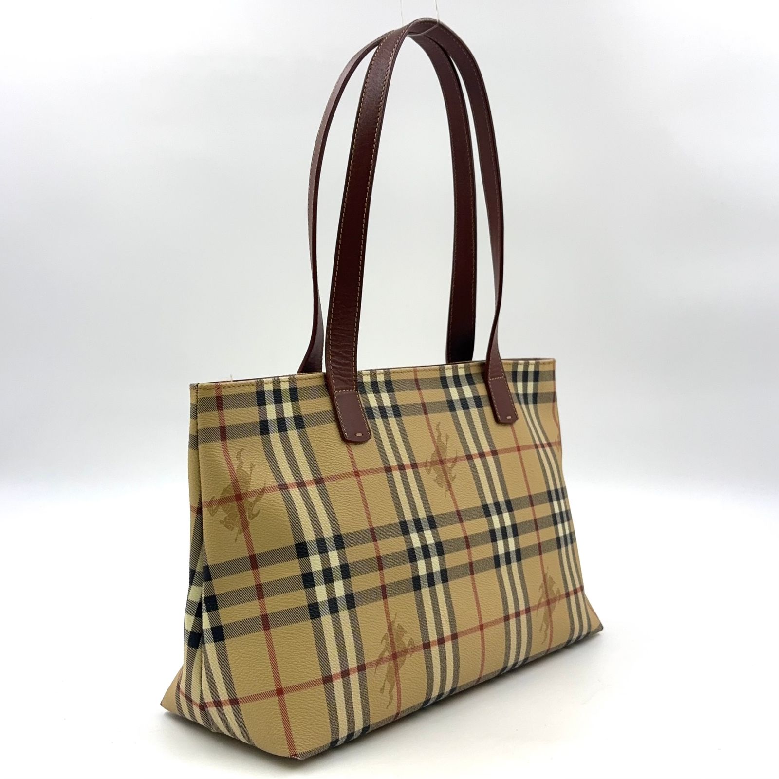 BURBERRY ノバチェック PVC ベージュ トートバッグ ゴールド