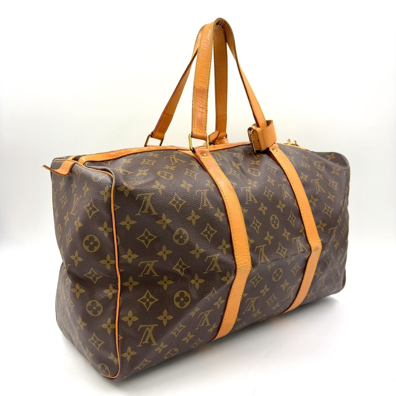 LOUIS VUITTON サックスプール45 モノグラム モノグラム レザー×PVC ブラウン ボストンバッグ ゴールド M41624