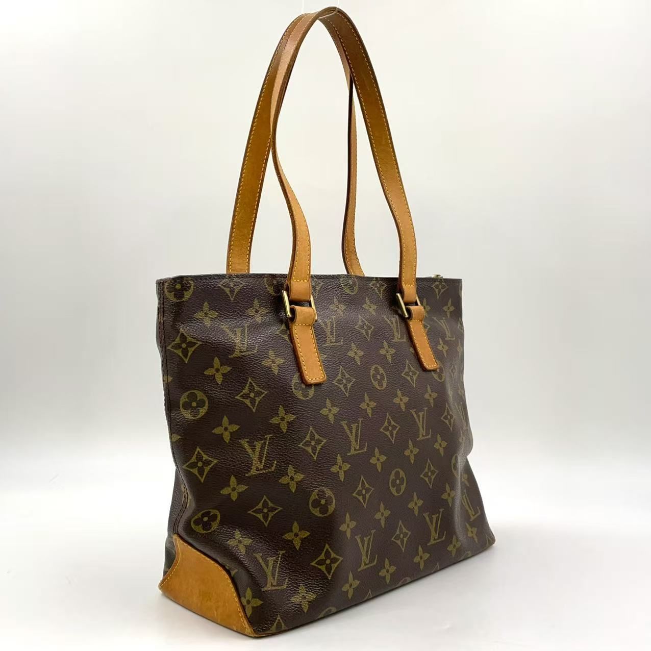 LOUIS VUITTON カバピアノ モノグラム モノグラム レザー×PVC ブラウン トートバッグ ゴールド M51148