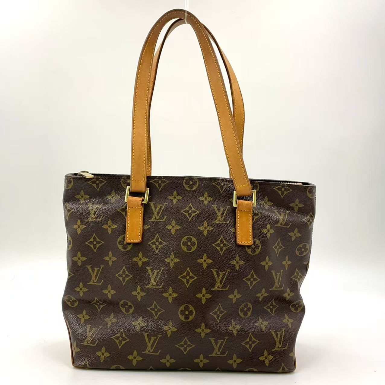 LOUIS VUITTON カバピアノ モノグラム モノグラム レザー×PVC ブラウン トートバッグ ゴールド M51148