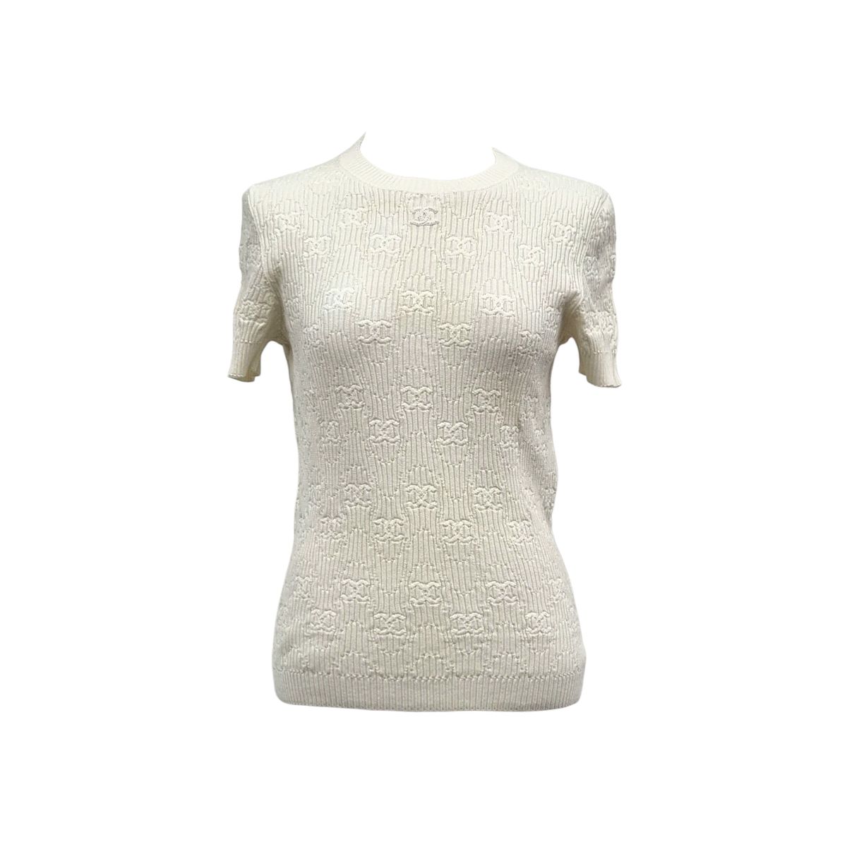 業界最安値に挑戦！！ 38 CHANEL P70431 ロゴ 半袖 ニット CHB110526 発展