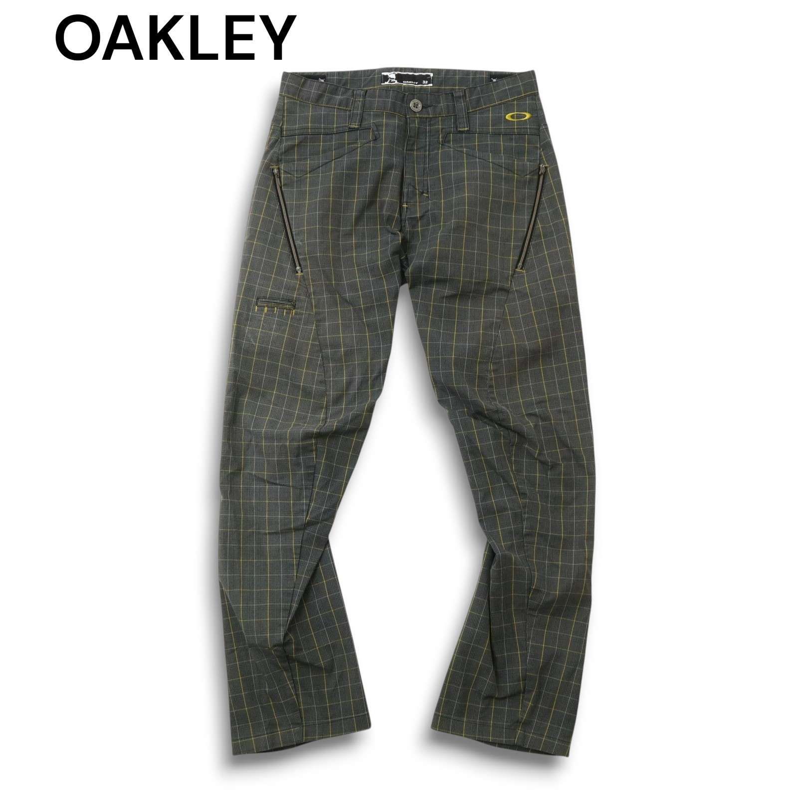 OAKLEY オークリー スカルコレクション 通年 スカル刺繍 立体裁断 ストレッチ チェック スラックス パンツ Sz.32 メンズ