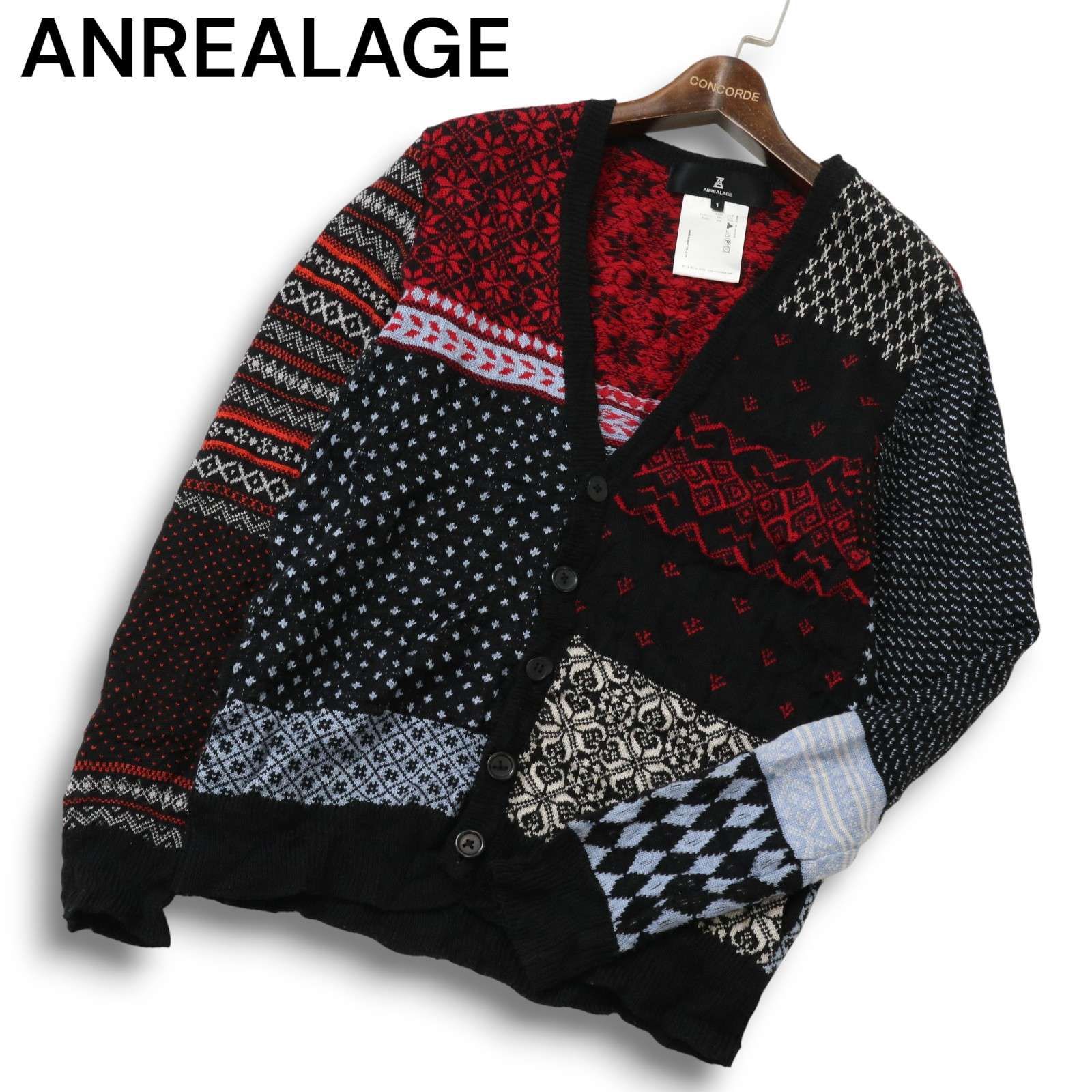 ANREALAGE アンリアレイジ 秋冬 ウール混☆ 切替 ノルディック 