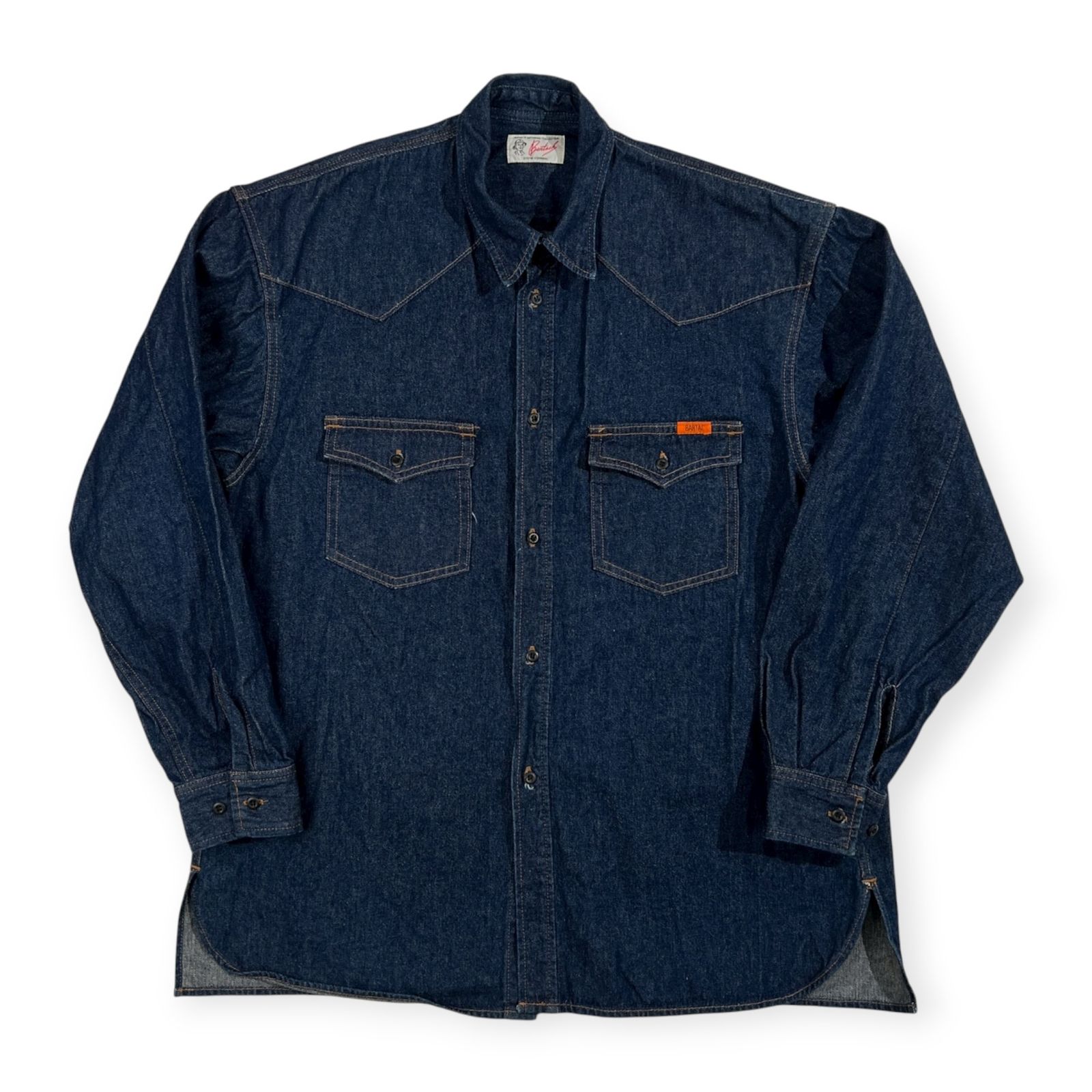 80s 90s BARTACK バータック ウエスタン風 長袖 デニム シャツ F フリーサイズ |インディゴ|ビンテージ