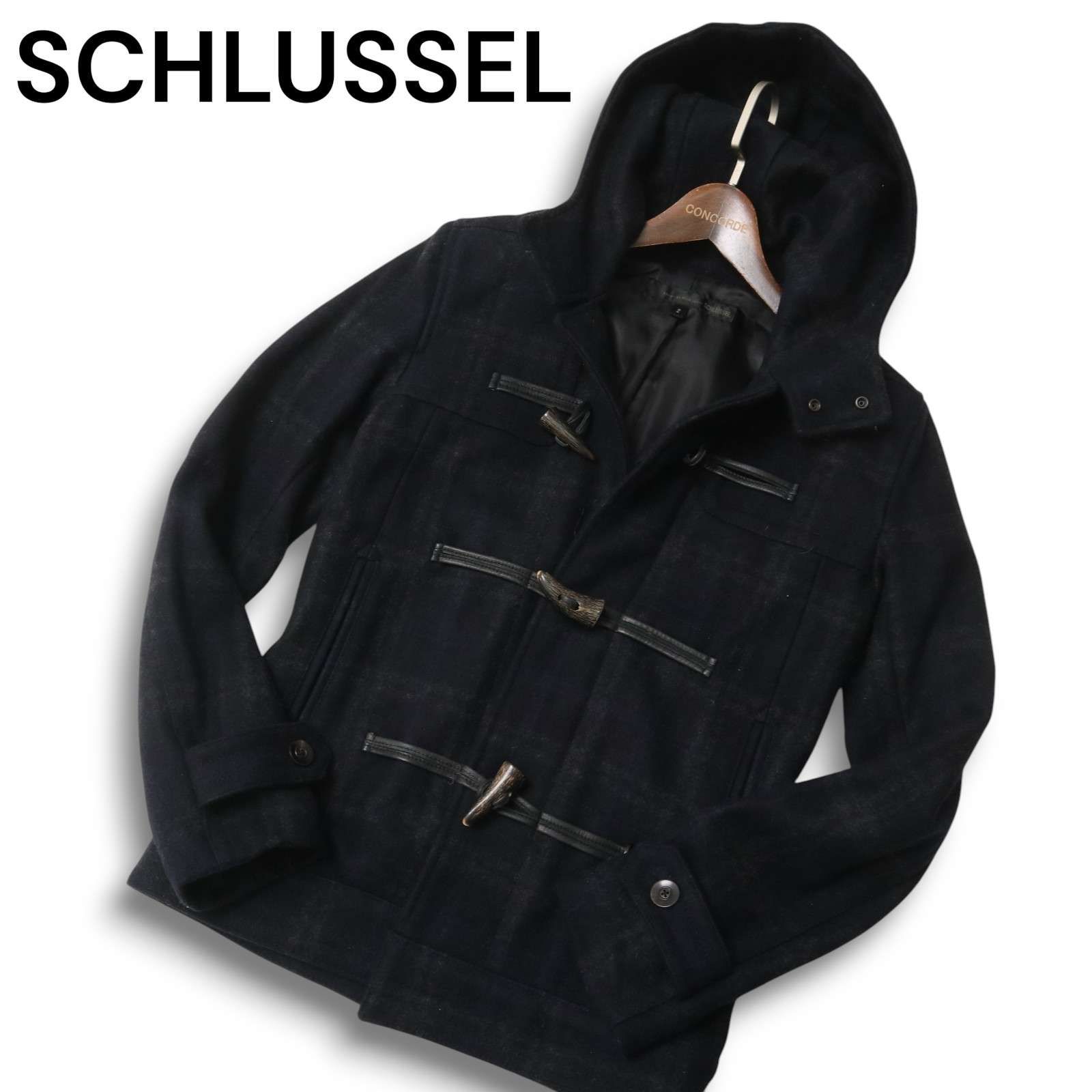 SCHLUSSEL シュリセル 秋冬 メルトン ウール☆ 羊革使い チェック柄 
