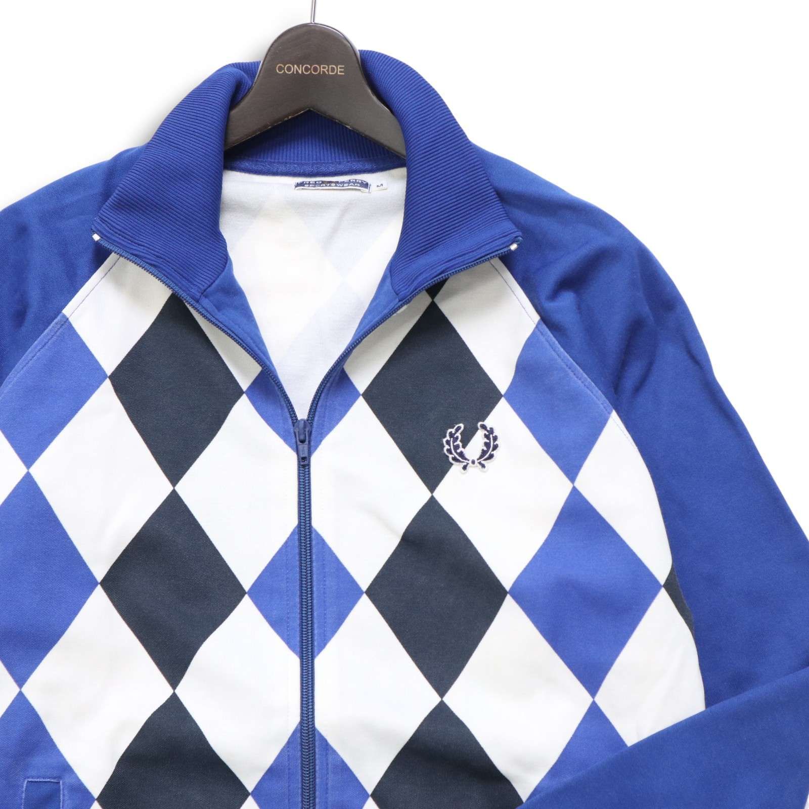 FRED PERRY フレッドペリー 通年 ロゴ刺繍 ダイヤ柄 ブルゾン ジャケット Sz.M　メンズ