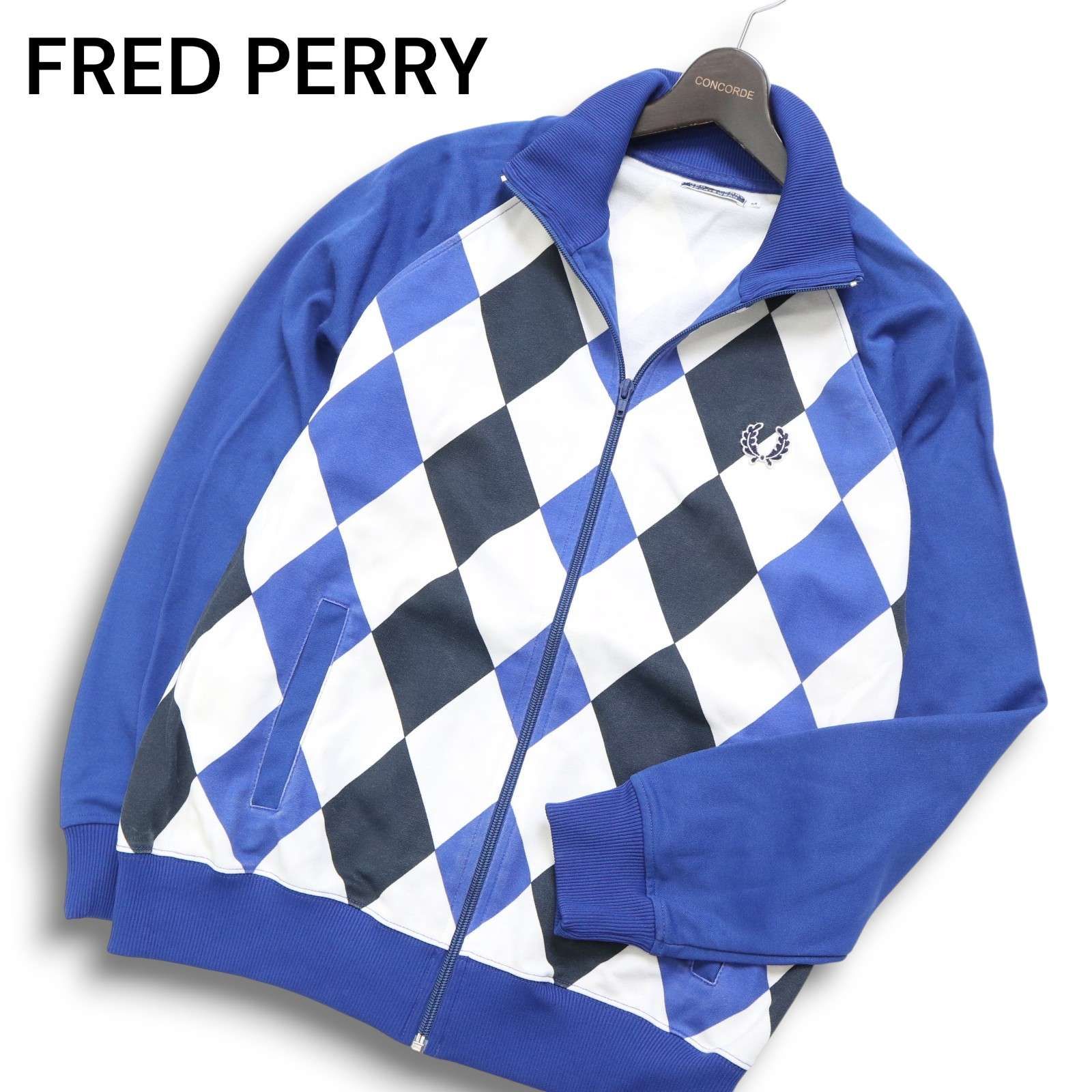 FRED PERRY フレッドペリー 通年 ロゴ刺繍 ダイヤ柄 ブルゾン ジャケット Sz.M　メンズ