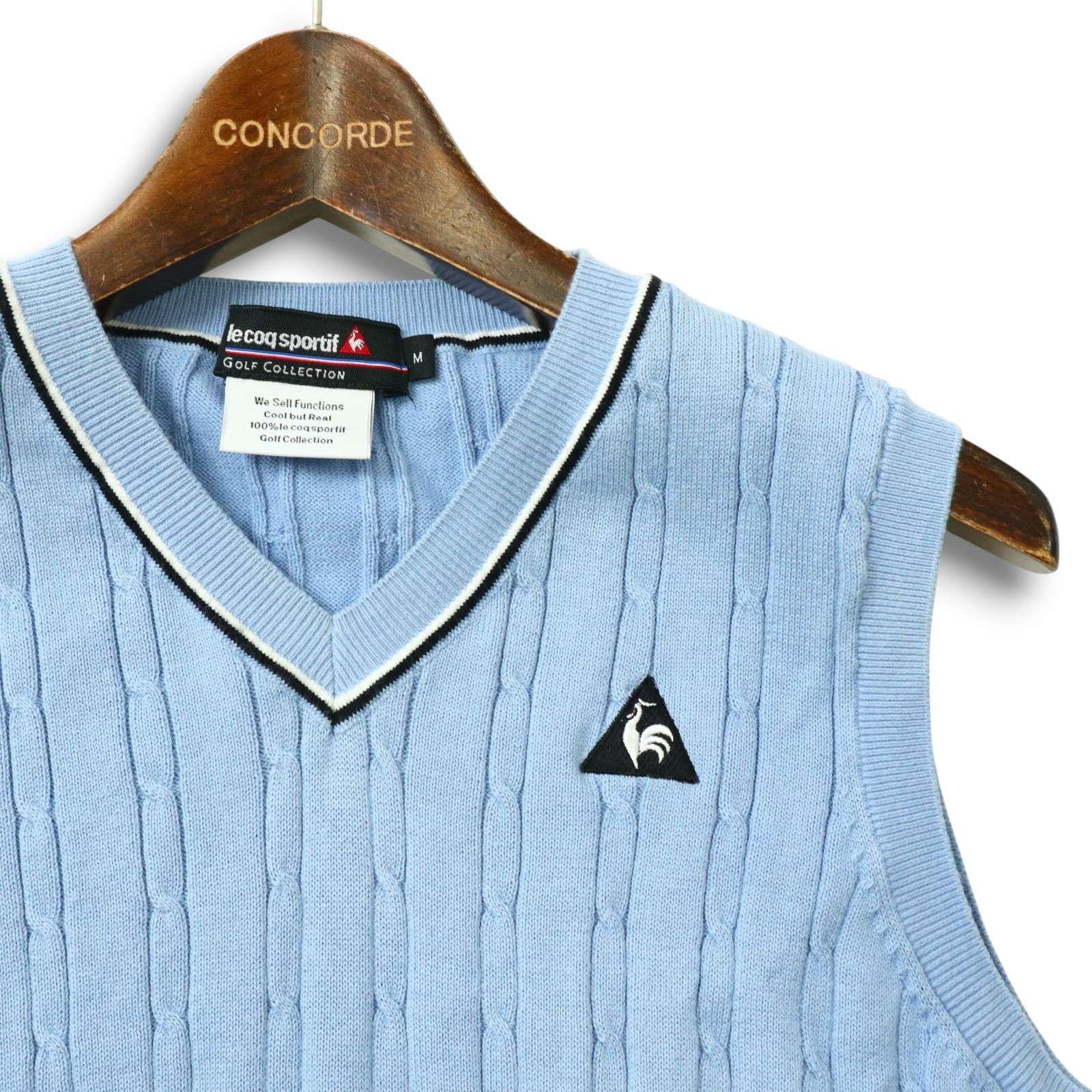 [ルコックスポルティフ] ベスト QGMNJL81 メンズ 水色 Vネック le coq sportif GOLF ルコック スポルティフ ゴルフ 通年☆ ケーブル