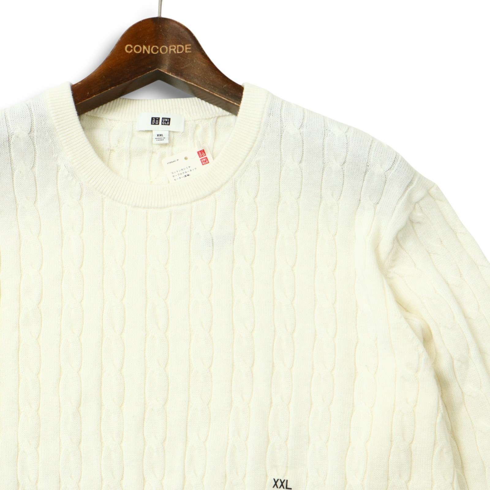 新品 未使用】 UNIQLO ユニクロ コットン カシミヤ ケーブル クルー
