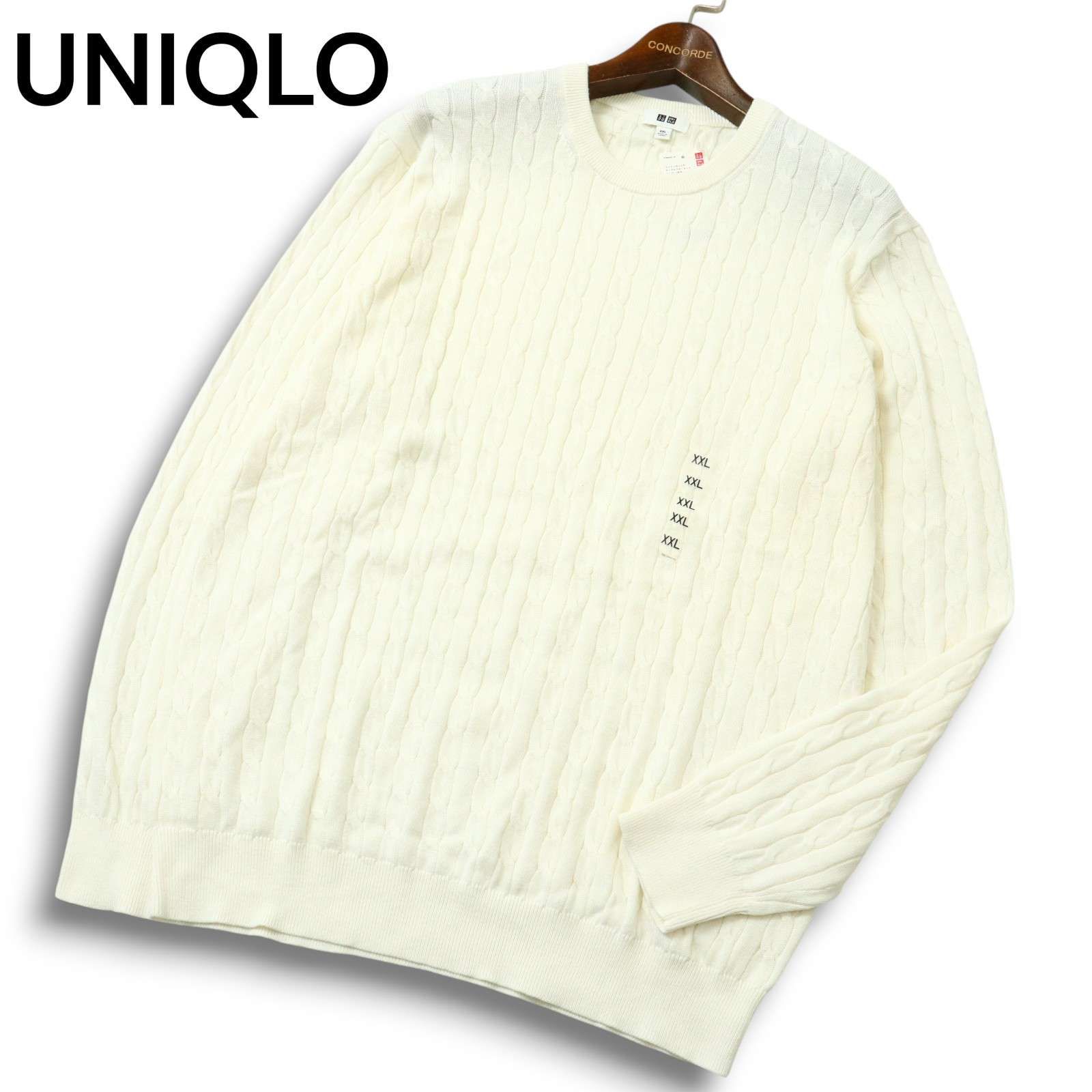 新品 未使用】 UNIQLO ユニクロ コットン カシミヤ ケーブル クルー