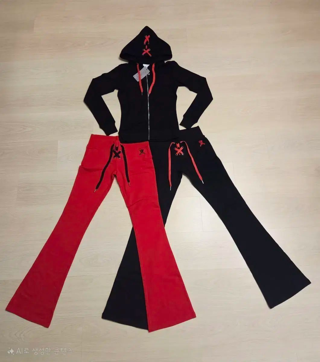 タグデザインなし EVEN DOZ セクシートレーナーSET 3枚 フード1 ブーツカットパンツ2 WWW_SMP1DAWEKUDUS_SCH_ID