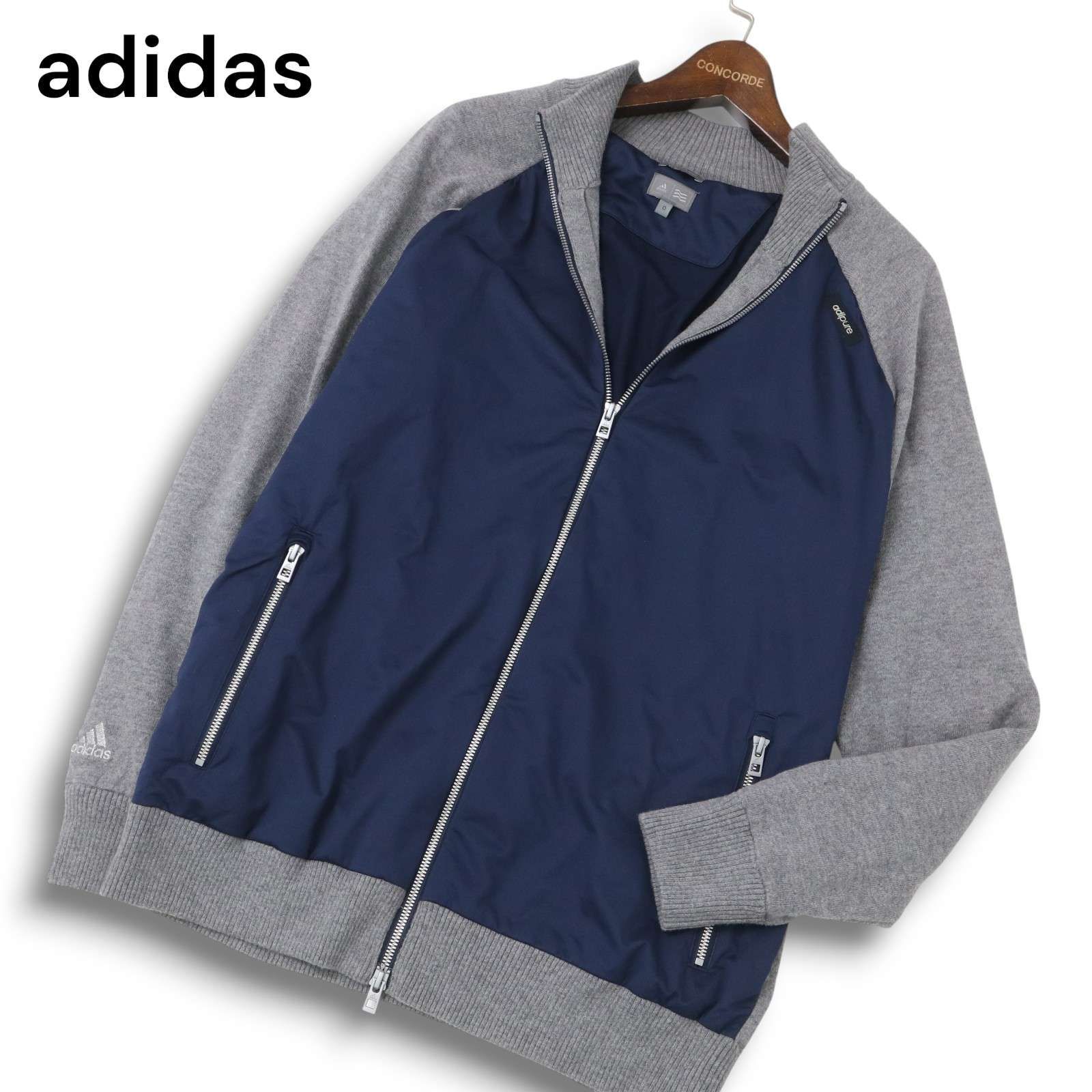 adidas GOLF アディダス ゴルフ adipure 秋冬 ウール ニット切替 ブルゾン ジャケット Sz.O メンズ 大きいサイズ