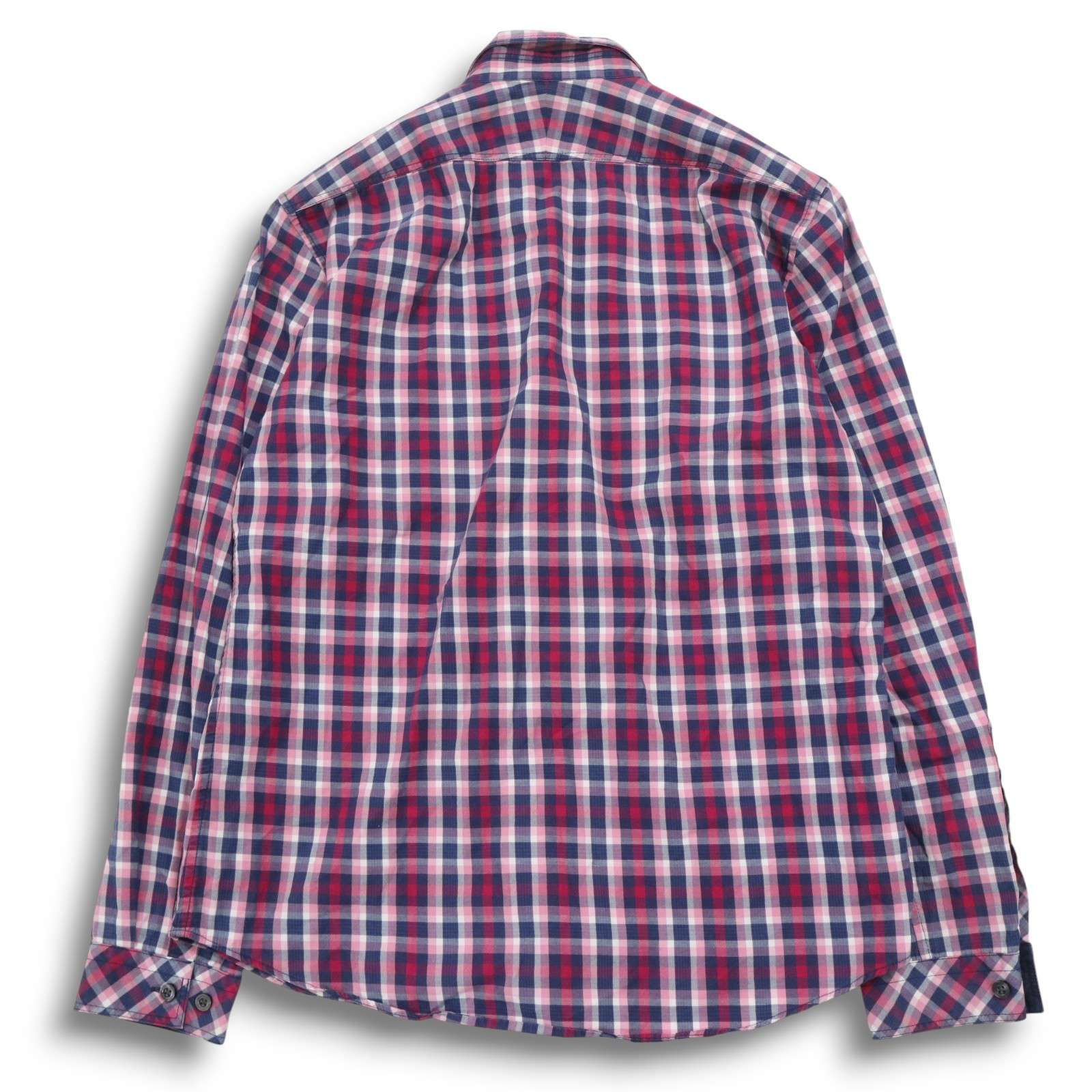 美品 バーバリー ブラックレーベル 千鳥柄 長袖 シャツ ロゴ刺繍 高級 バーバリーブラックレーベル 長袖シャツ ドット柄 黒 刺繍ロゴ 古着