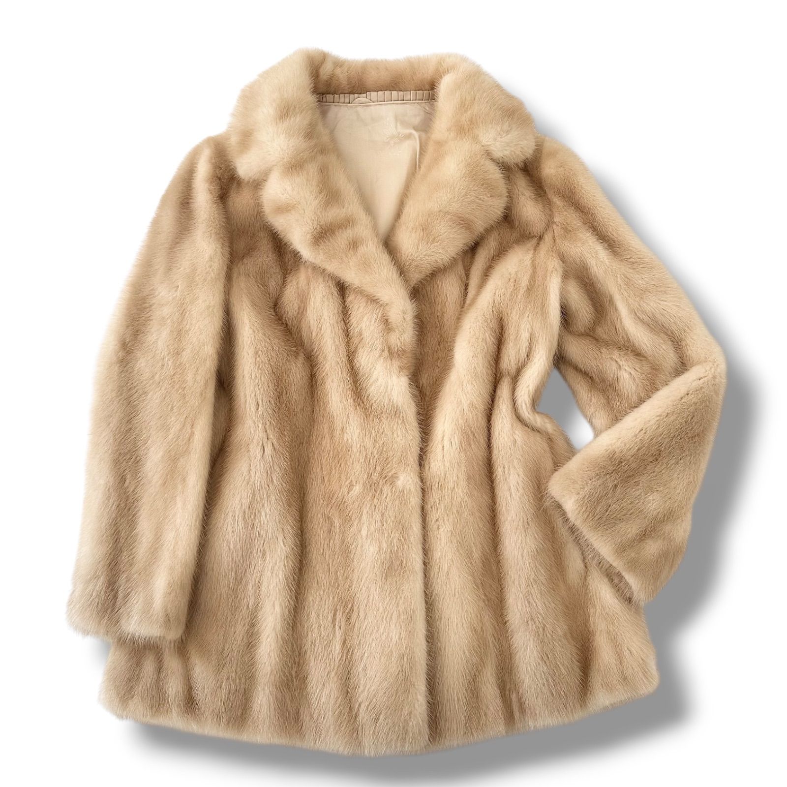 デミバフミンク　パステル　毛皮 コート　毛並み良好　13　大きいサイズ　高級 デミバフミンク パステル 毛皮 コート 毛並み良好 13 大きいサイズ