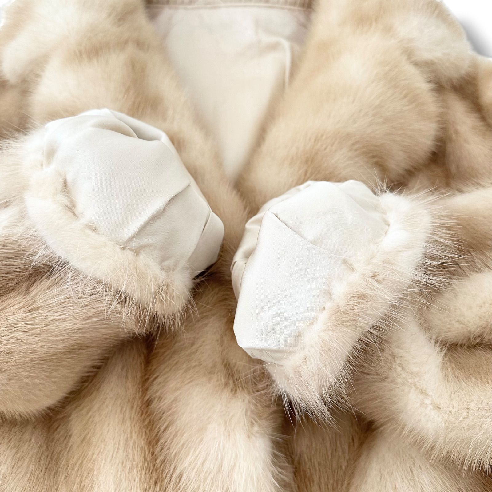 美品】パロミノ パステル パール ミンク ファー コート ベージュ