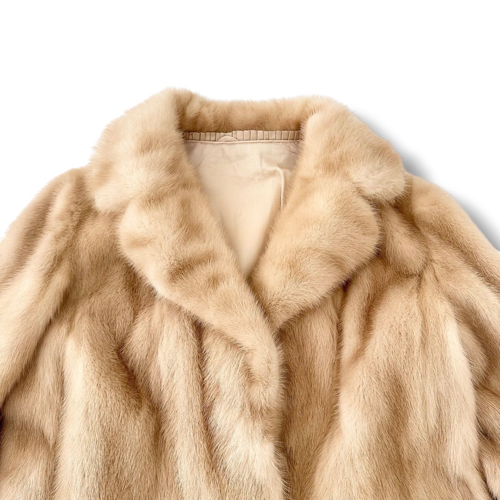 美品】パロミノ パステル パール ミンク ファー コート ベージュ