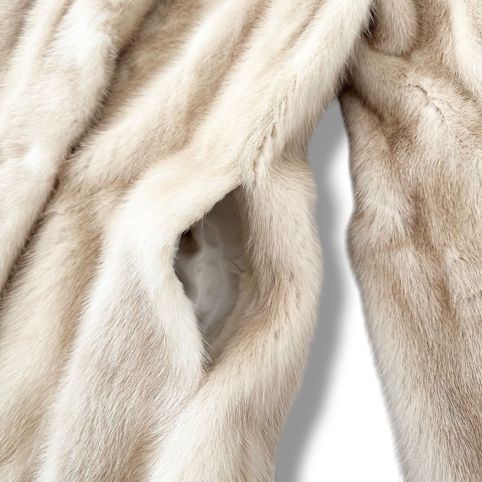 美品】パロミノ パステル パール ミンク ファー コート ベージュ