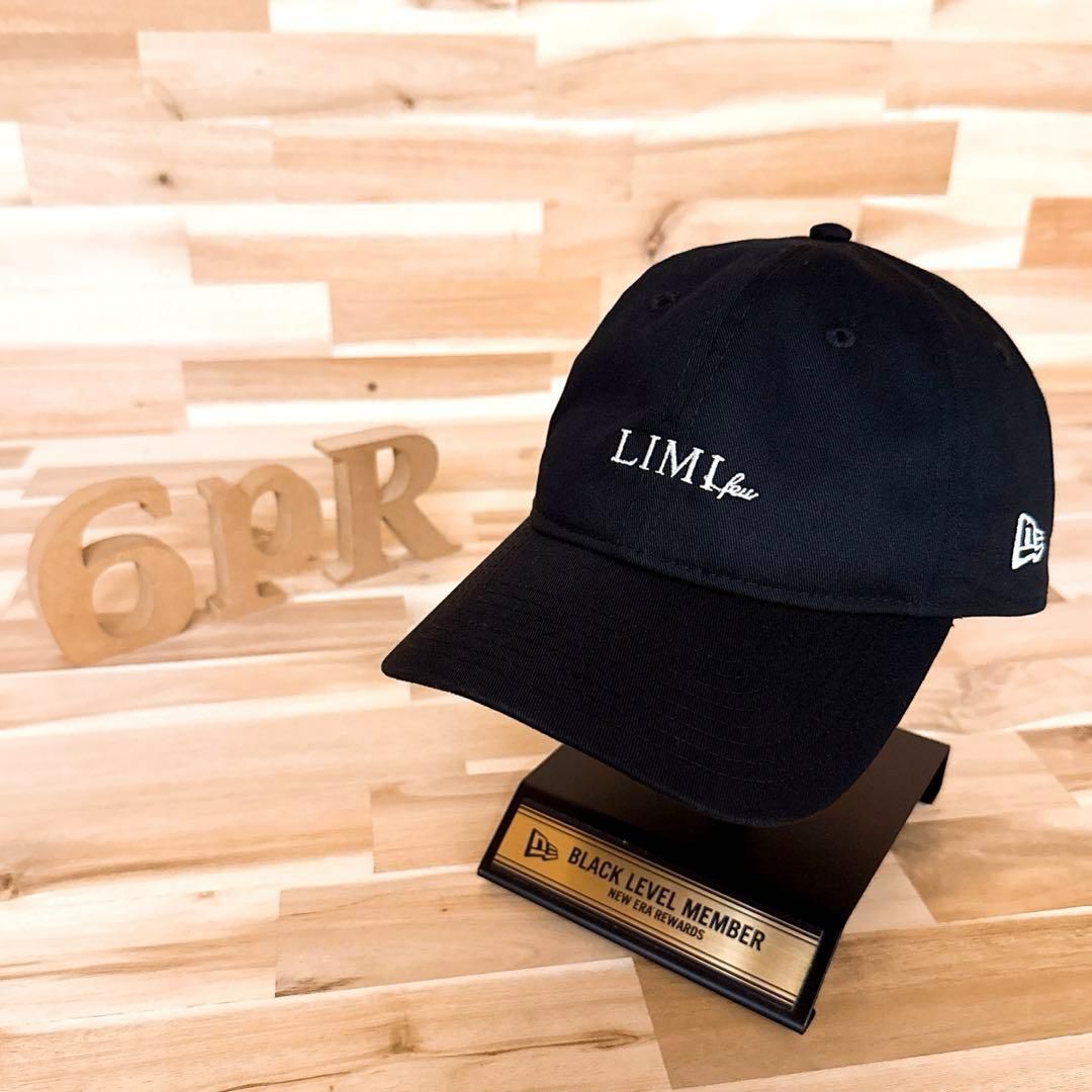 稀少| ニューエラ×リミフゥ コラボ ミニマル ロゴ キャップ 黒×白 モノトーン モード ブラック ヨウジヤマモト