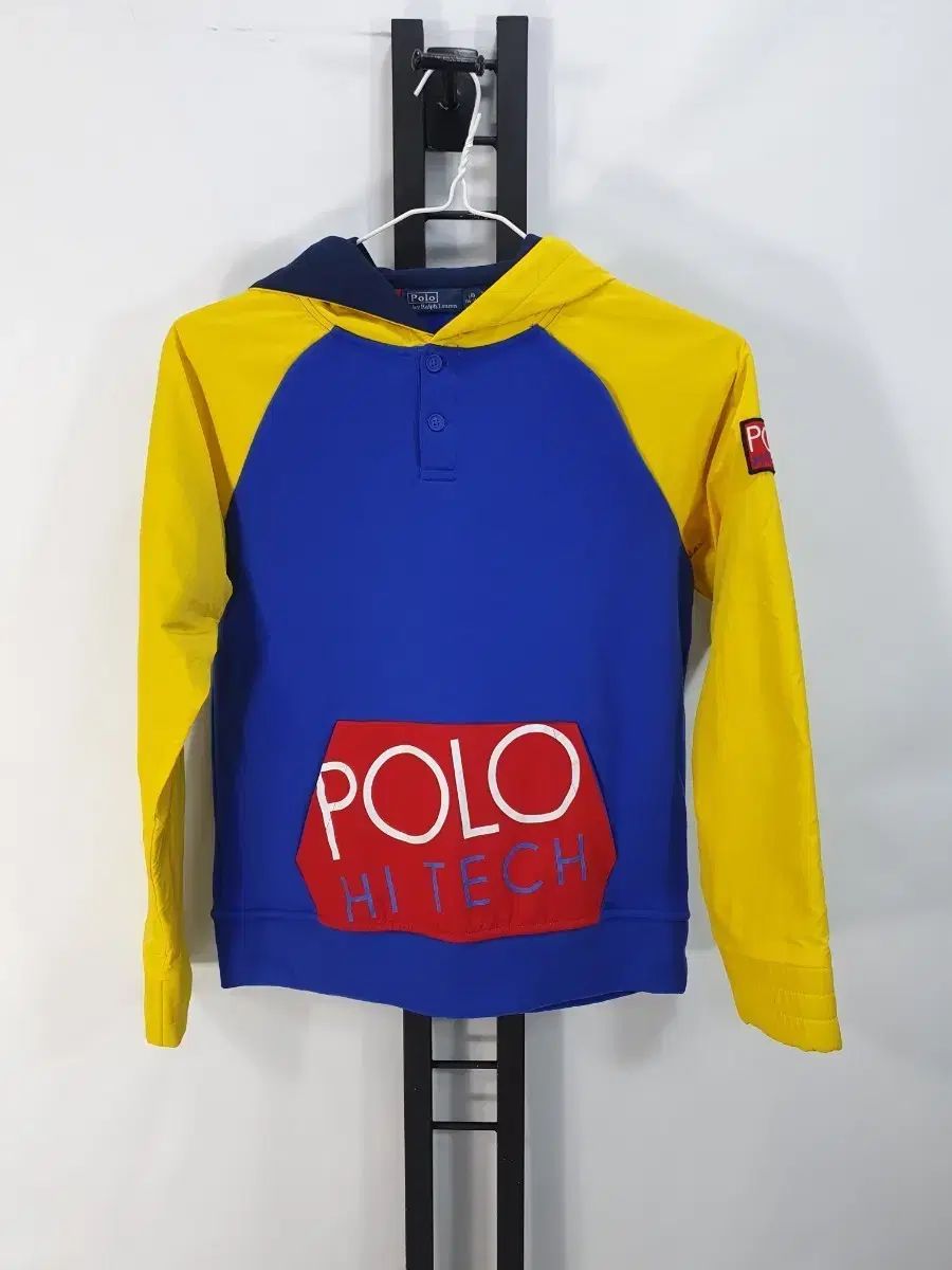 ポロハイテックフードTシャツ ブルー|イェロー BOYS PLANET L 14|16