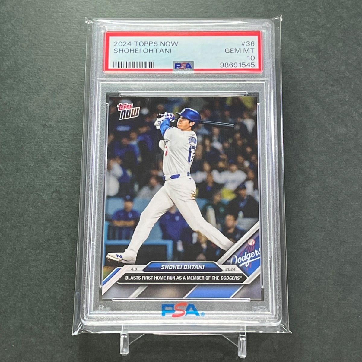 36【PSA10】PSA専用袋入！大谷翔平ドジャース移籍初ホームラン記念