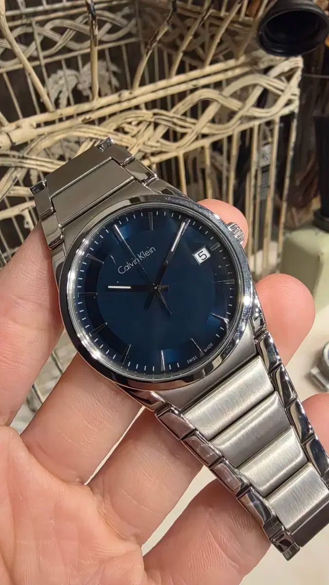 カルバン クライン メタル 時計 ネイビー ダイアル