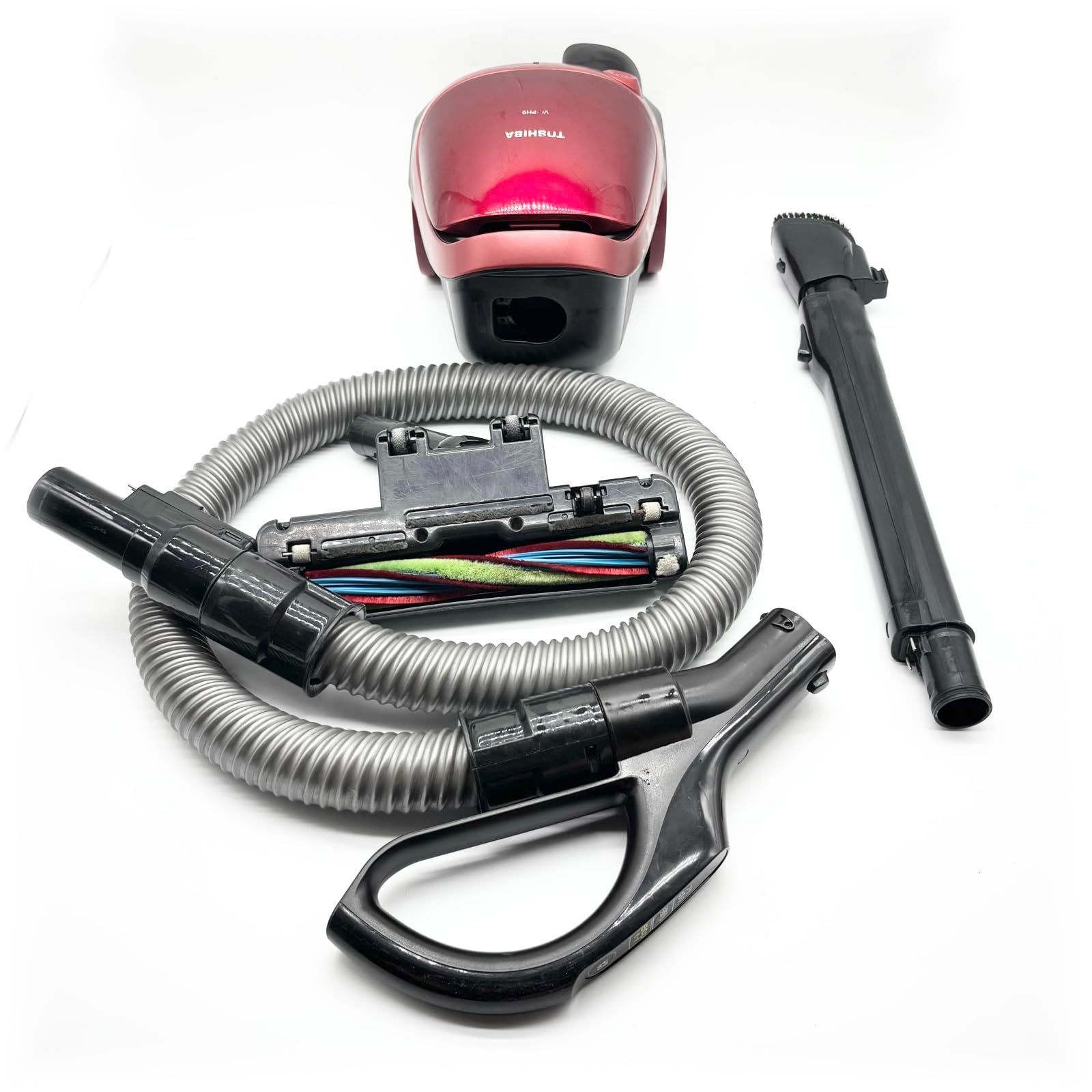 東芝 掃除機 紙パック式 キャニスター型クリーナー コード式 軽量コンパクト VC-PH9-R グランレッド ○1524