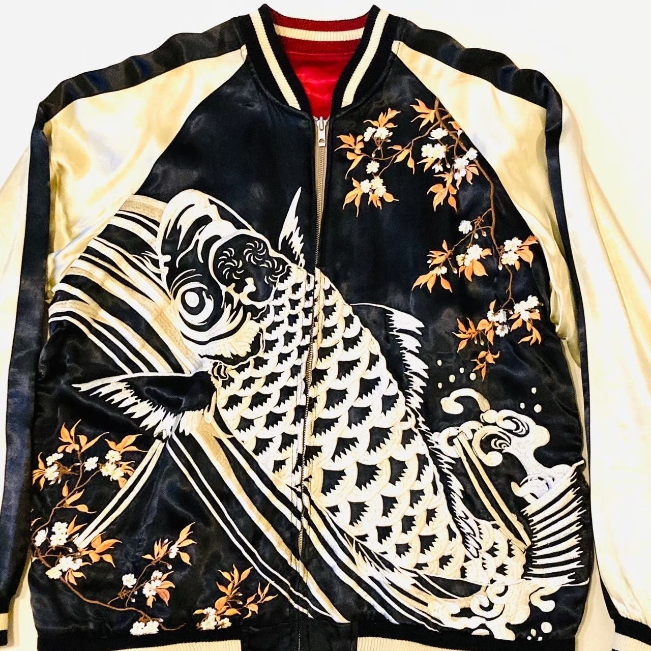 スカジャン　百花繚乱　鯉　富士　リバーシブル 百花繚乱 和柄リバーシブルスカジャン（鯉）（スカジャン）｜百花繚乱